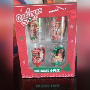 Christmas Story Shot Glass Set - Festive Red and Green